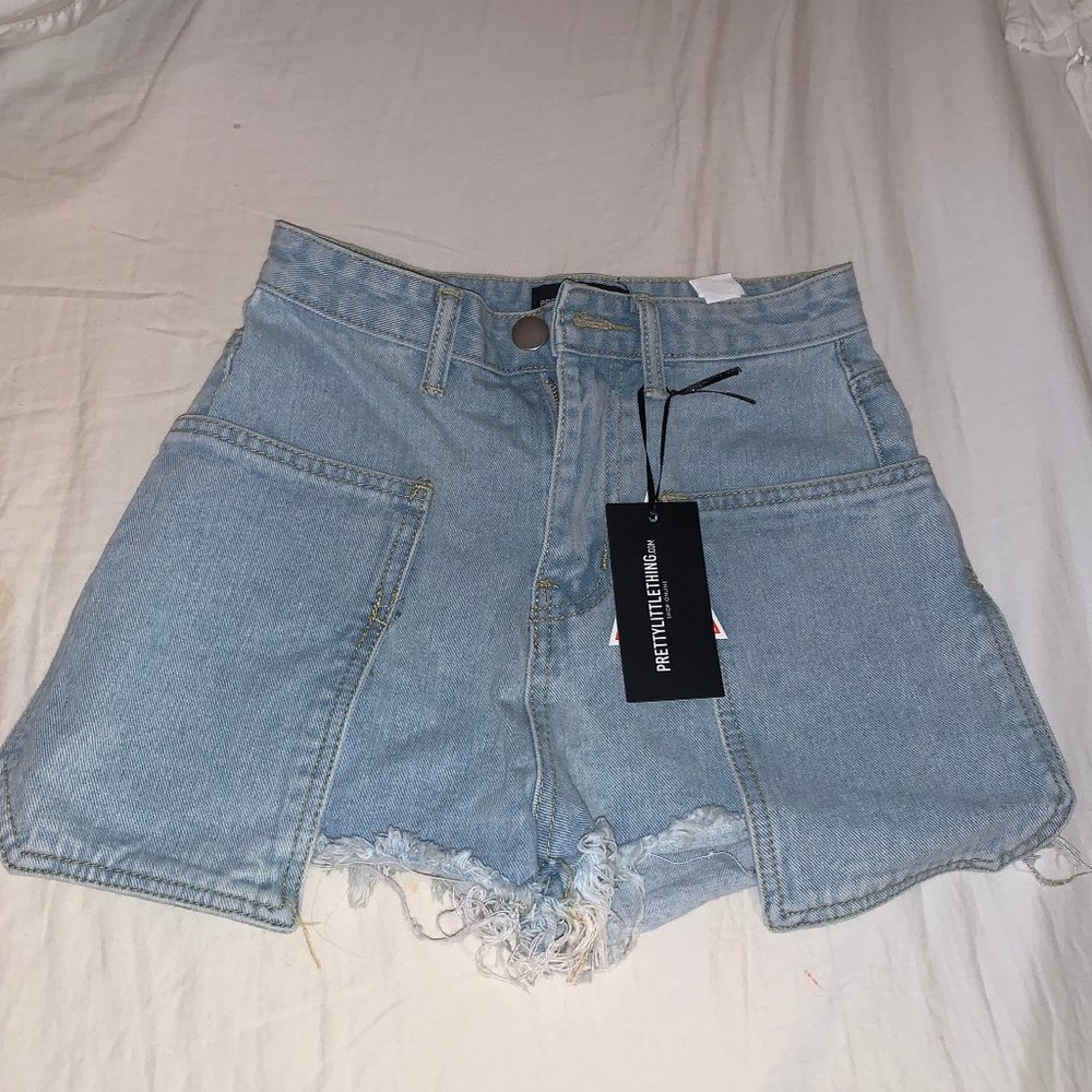 Light Blue Wash Square Pocket Shorts